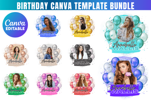 Download Birthday Canva Editable Template Bundle - Editable template bundle Collection